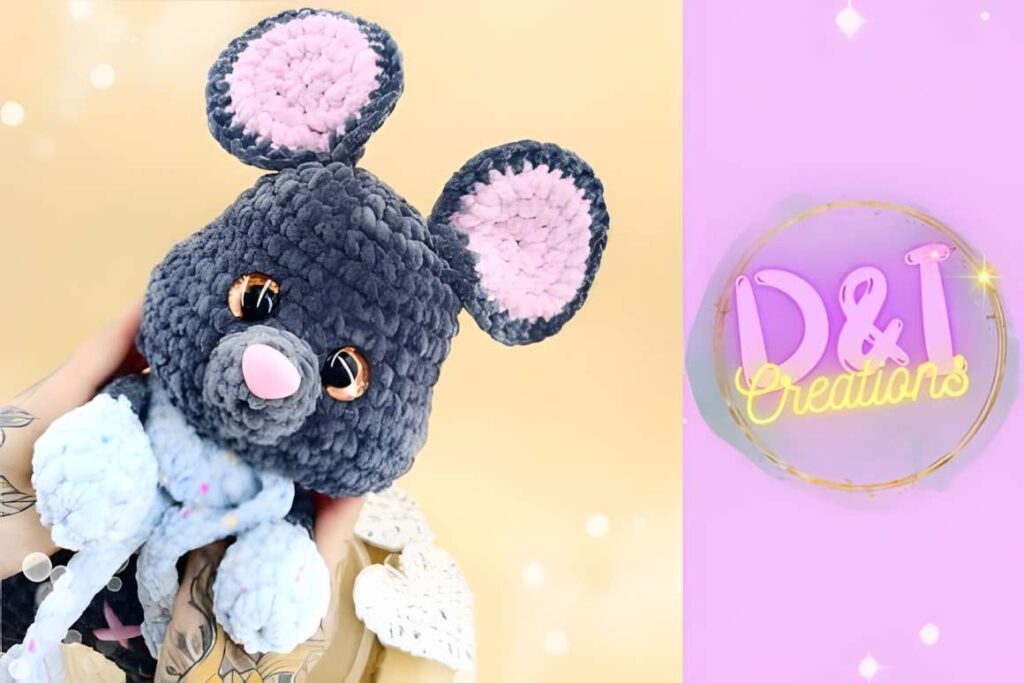 Amigurumi crochet mouse pattern featuring a cute gray mouse with pink ears. — amigurumi crochet patterns