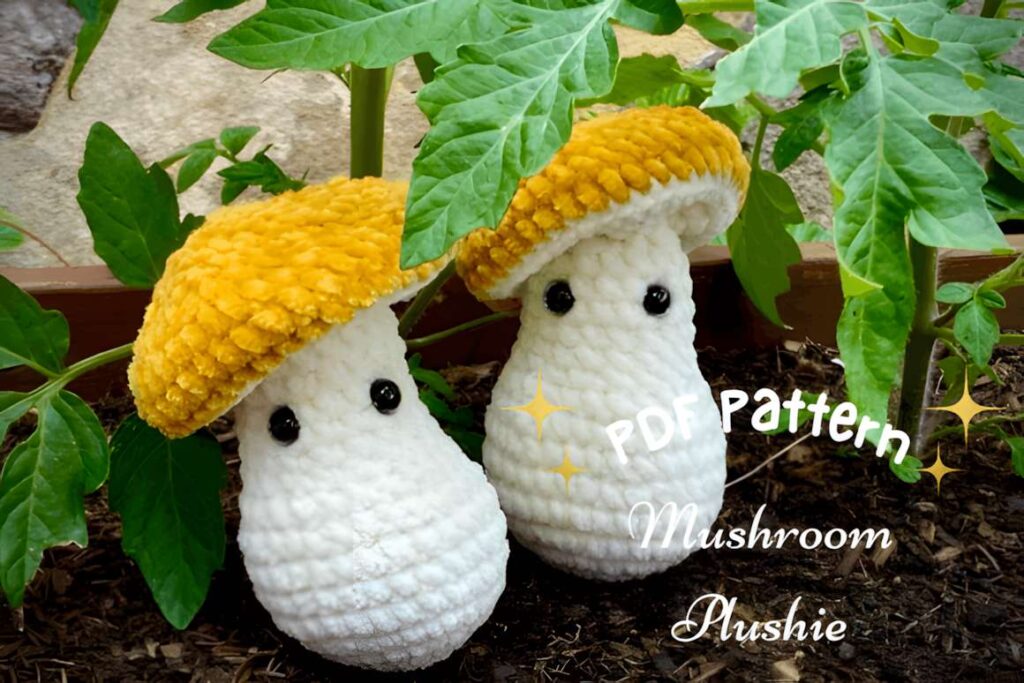 Mushroom plush crochet pattern using chunky chenille yarn. — chunky chenille yarn amigurumi crochet patterns