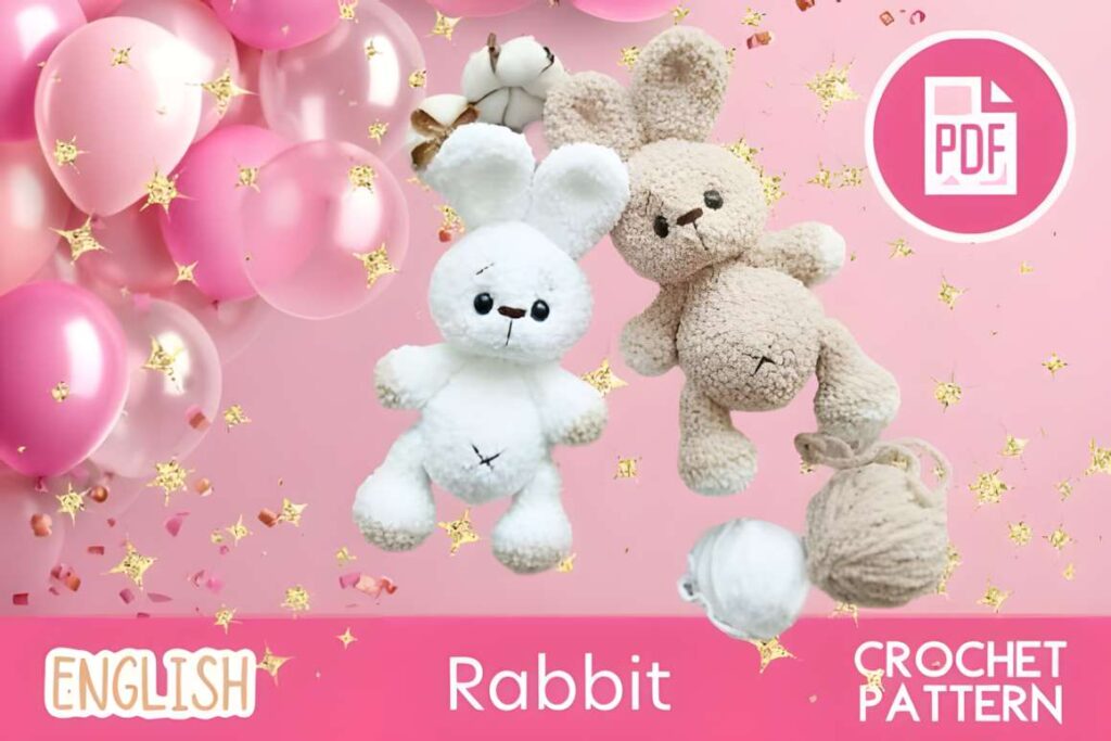 Amigurumi crochet patterns featuring rabbit bunny toys.
