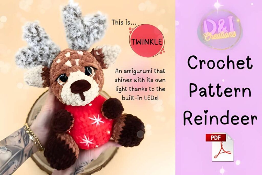 Amigurumi crochet reindeer pattern with LED lights, perfect for holiday crafts. — amigurumi crochet patterns