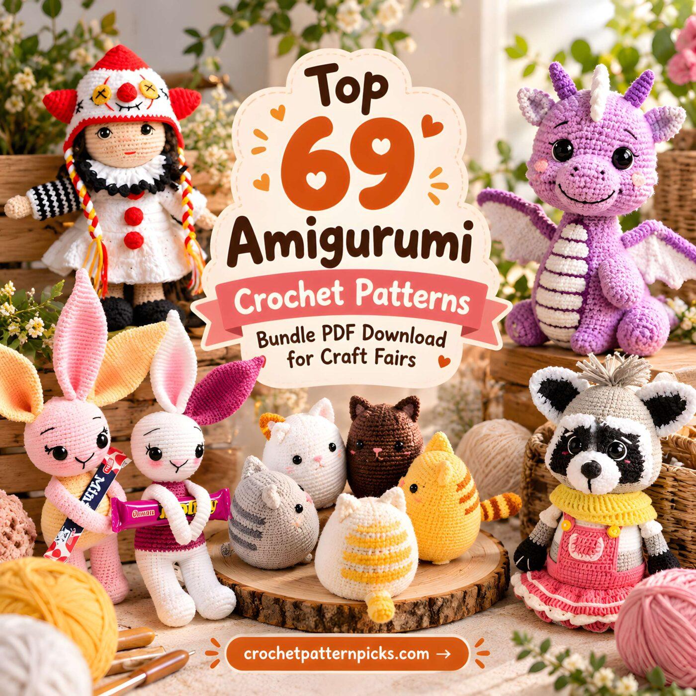 Colorful amigurumi toys including a dragon, bunnies, and a raccoon, showcasing crochet patterns. — amigurumi crochet patterns